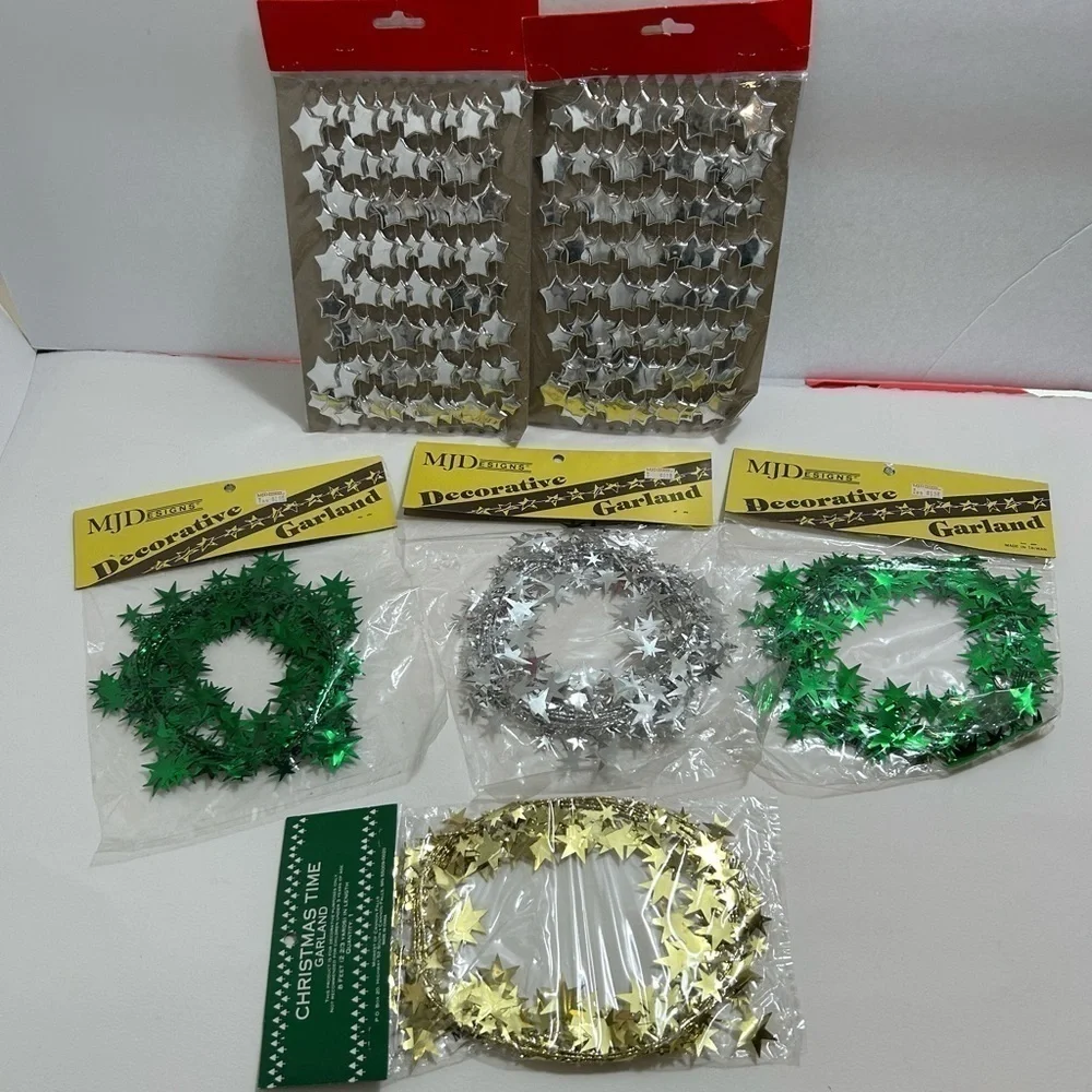 Decorative Stars Garland Vintage Lot of 6 Packs Holiday Decor